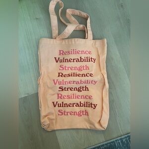 Peach Canvas Tote Bag with Motivational Print